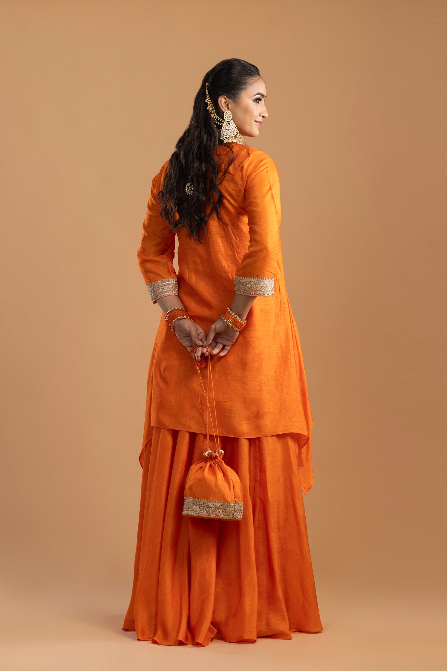 Kesariya Kurta with Skirt