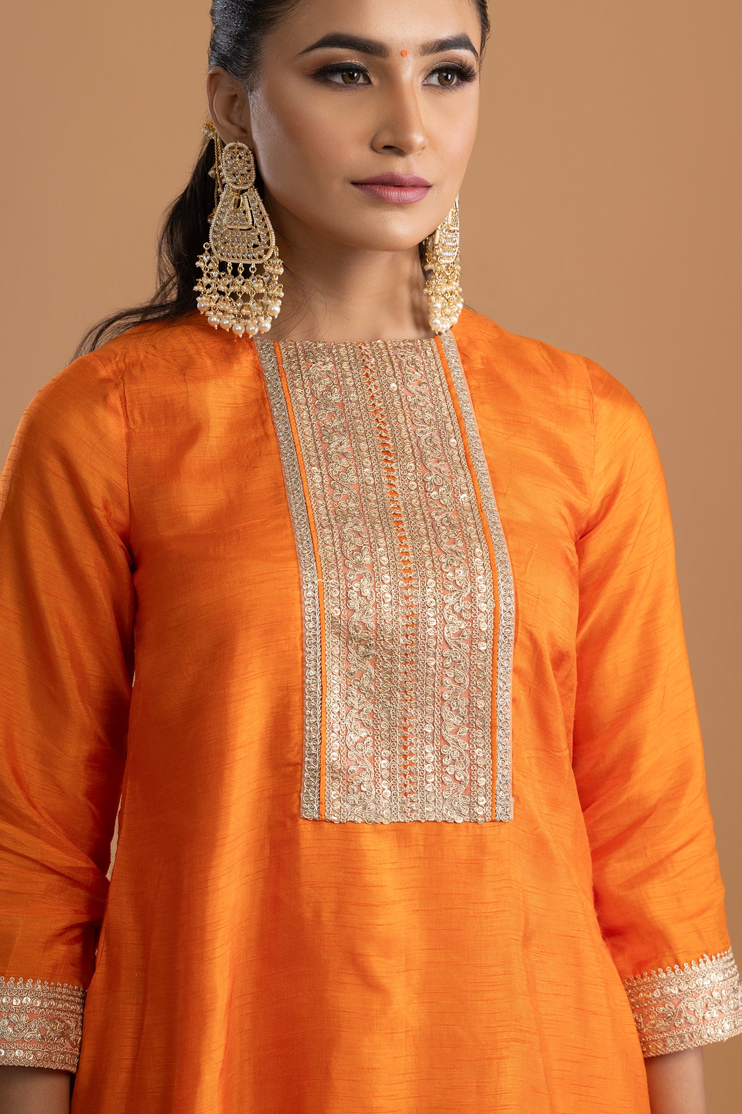 Kesariya Kurta with Skirt