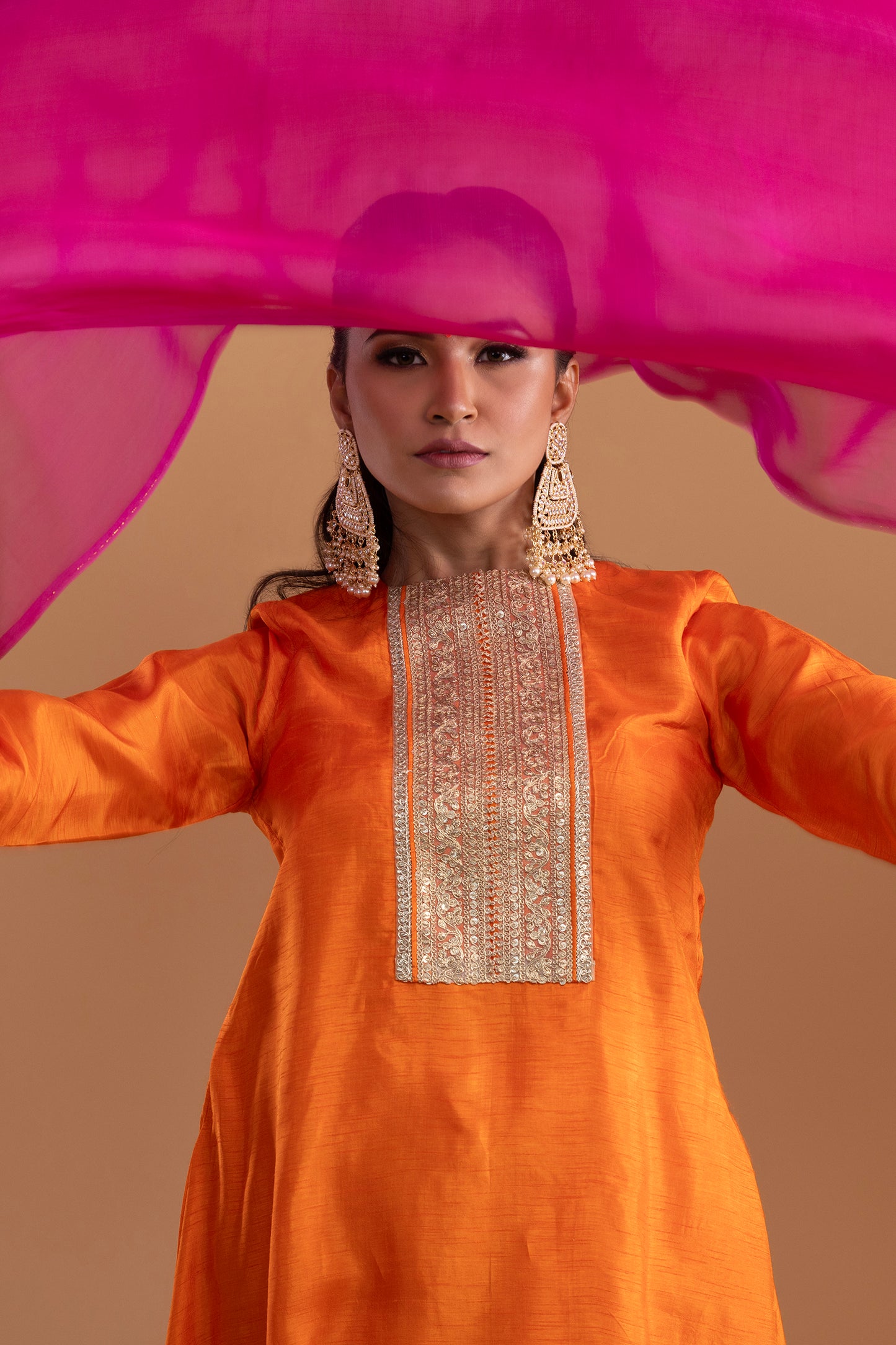 Kesariya Kurta with Skirt