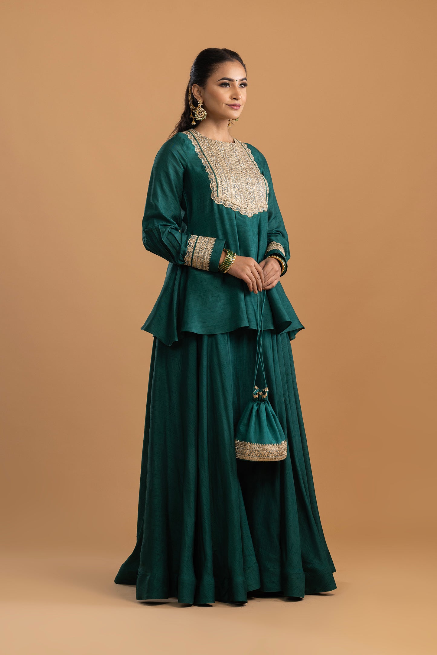 Mehreen Dola Silk Kurta with Skirt