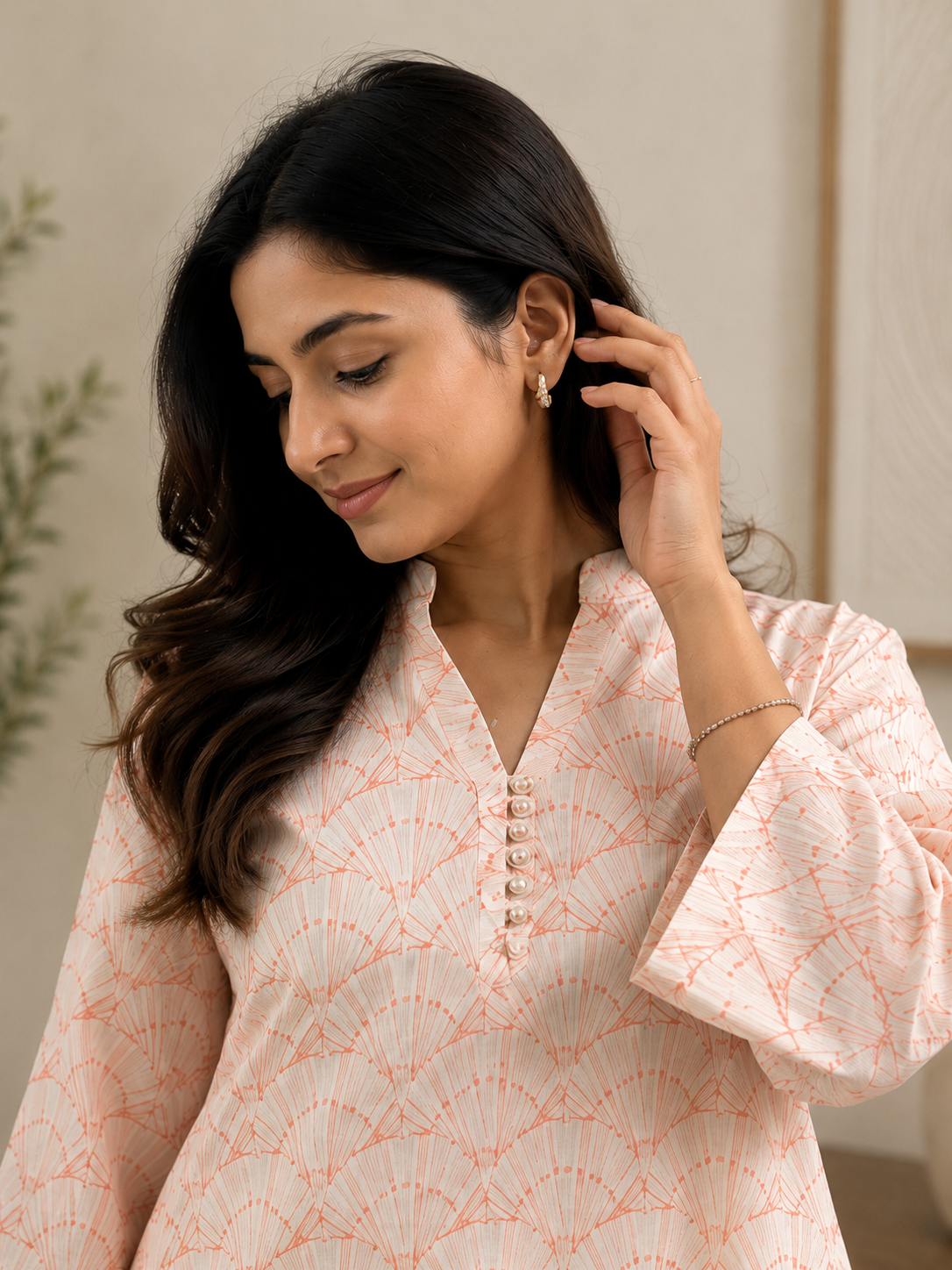 CORAL BLOOM KURTA SHIRT