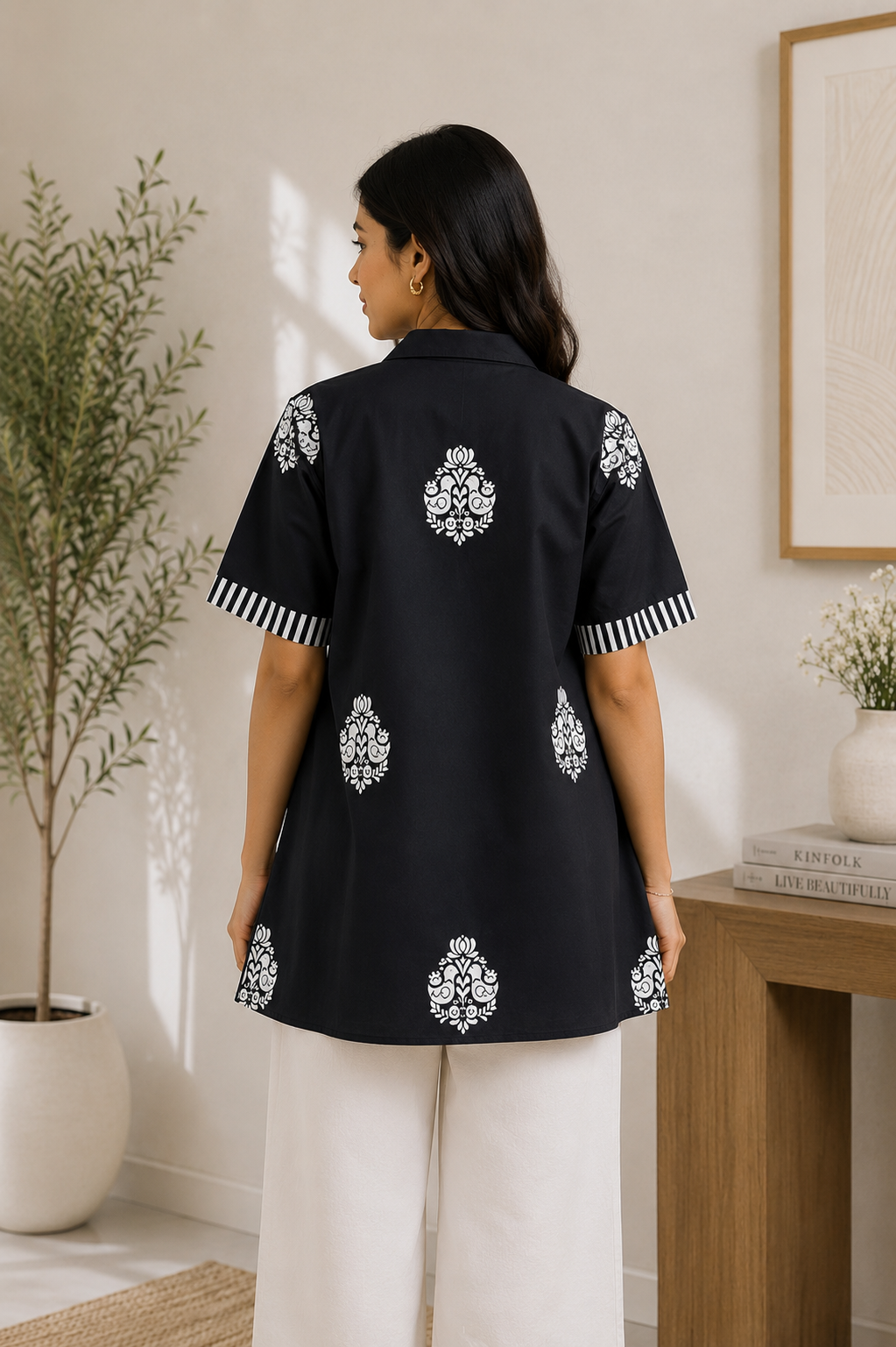 NOIR BUTA KURTA SHIRT
