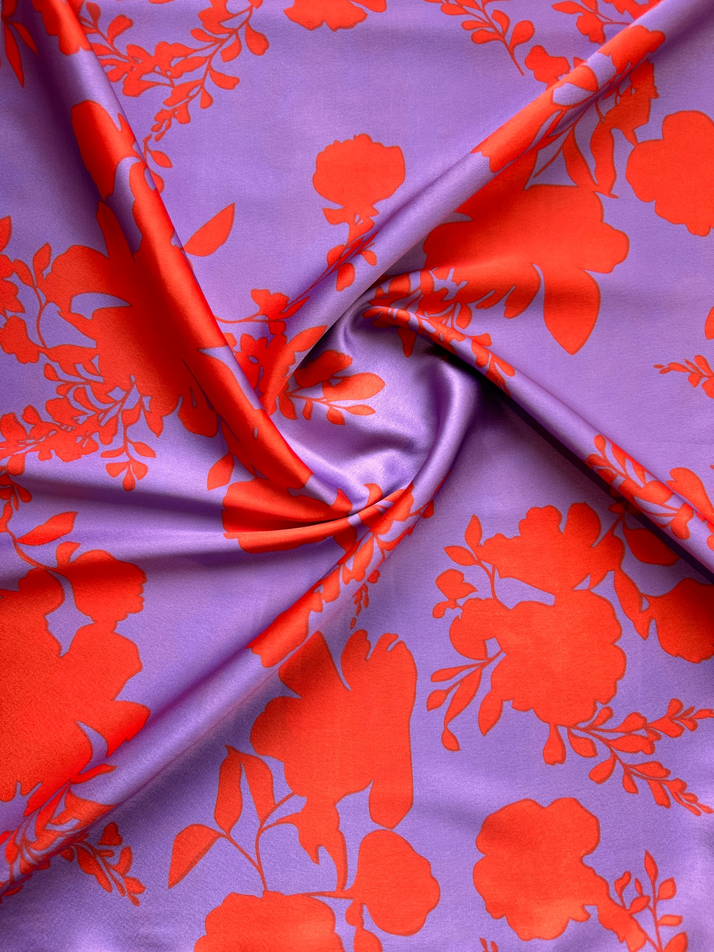 Lavender Sunrise Floral Satin Fabric