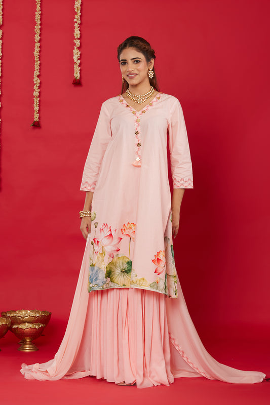 LOTUS BLOOM KURTA WITH SHARARA