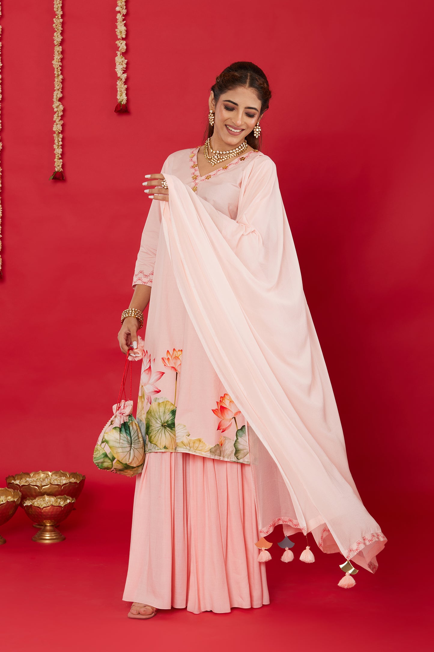 LOTUS BLOOM KURTA WITH SHARARA