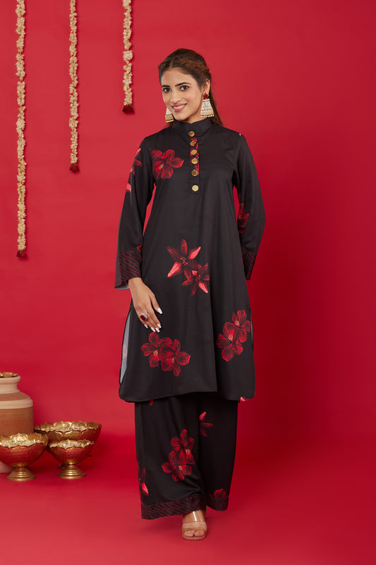 RAAT RANI ROUND- CUT KURTA, PALAZZO