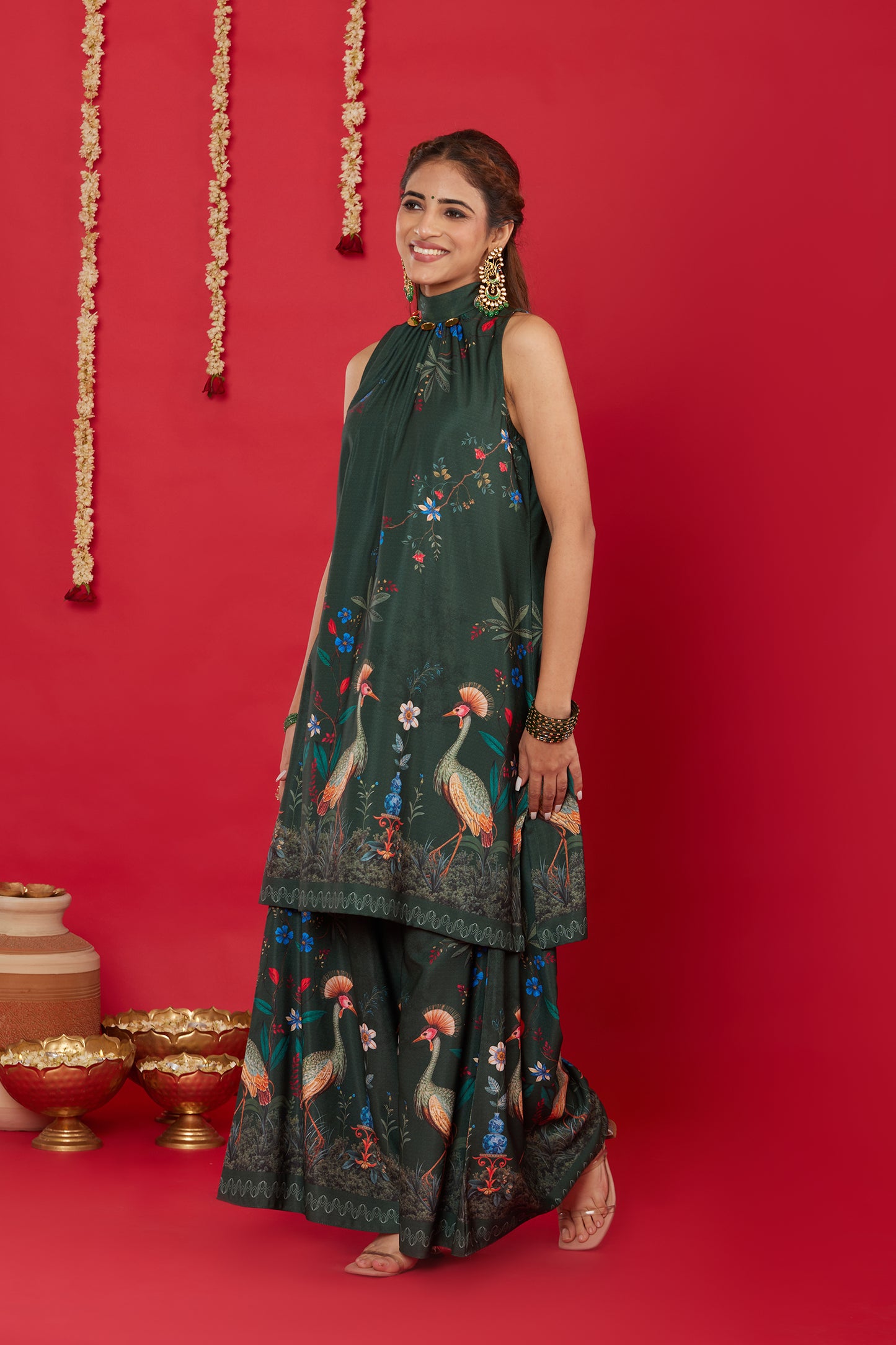 GUL HALTER-NECK KURTA WITH PALAZZO