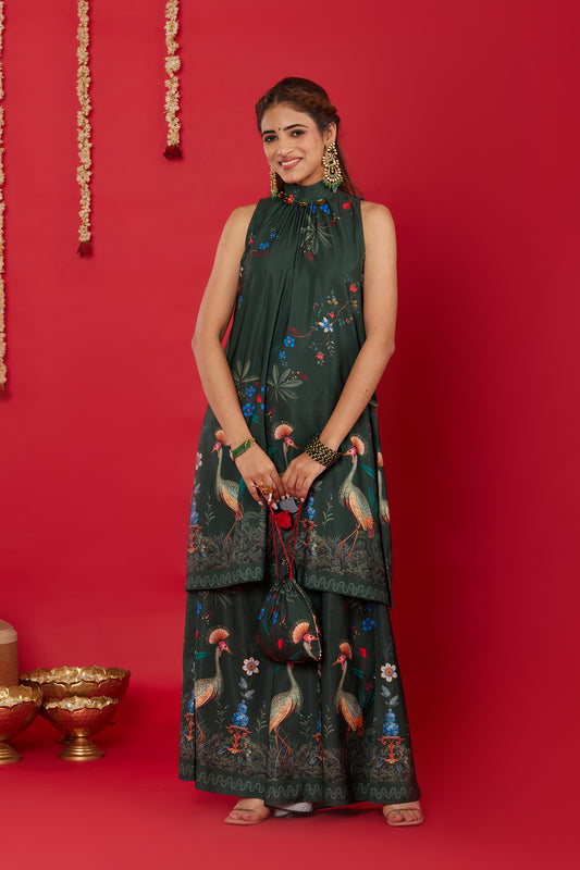 GUL HALTER-NECK KURTA WITH PALAZZO