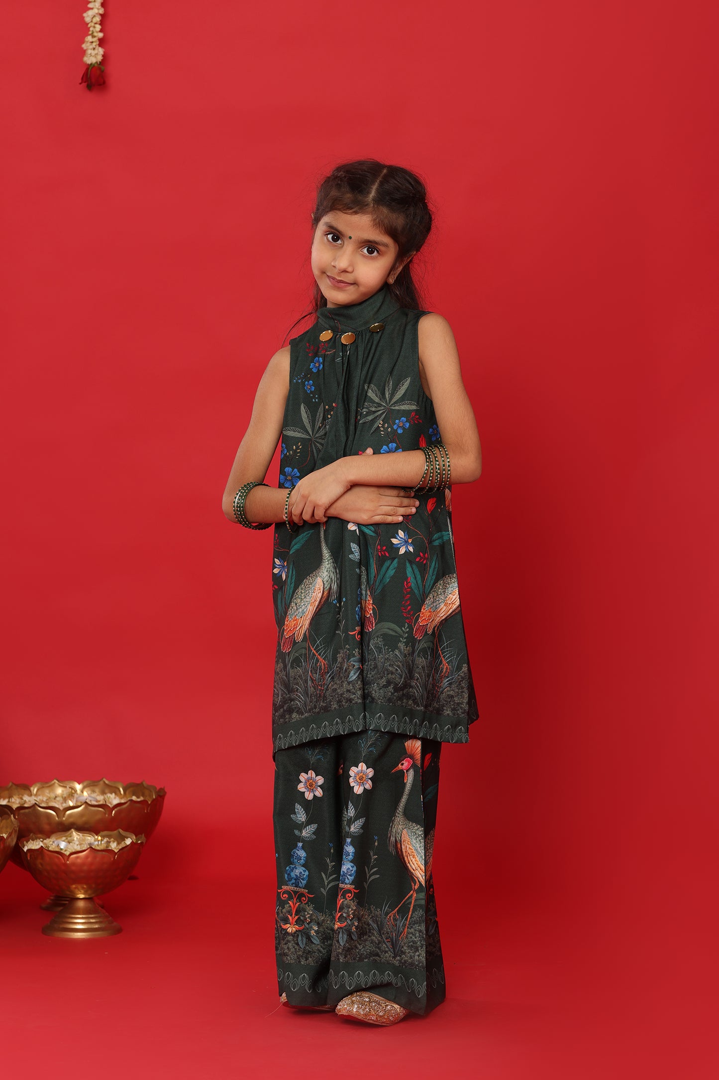 GUL HALTER-NECK KURTA WITH PALAZZO FOR KIDS