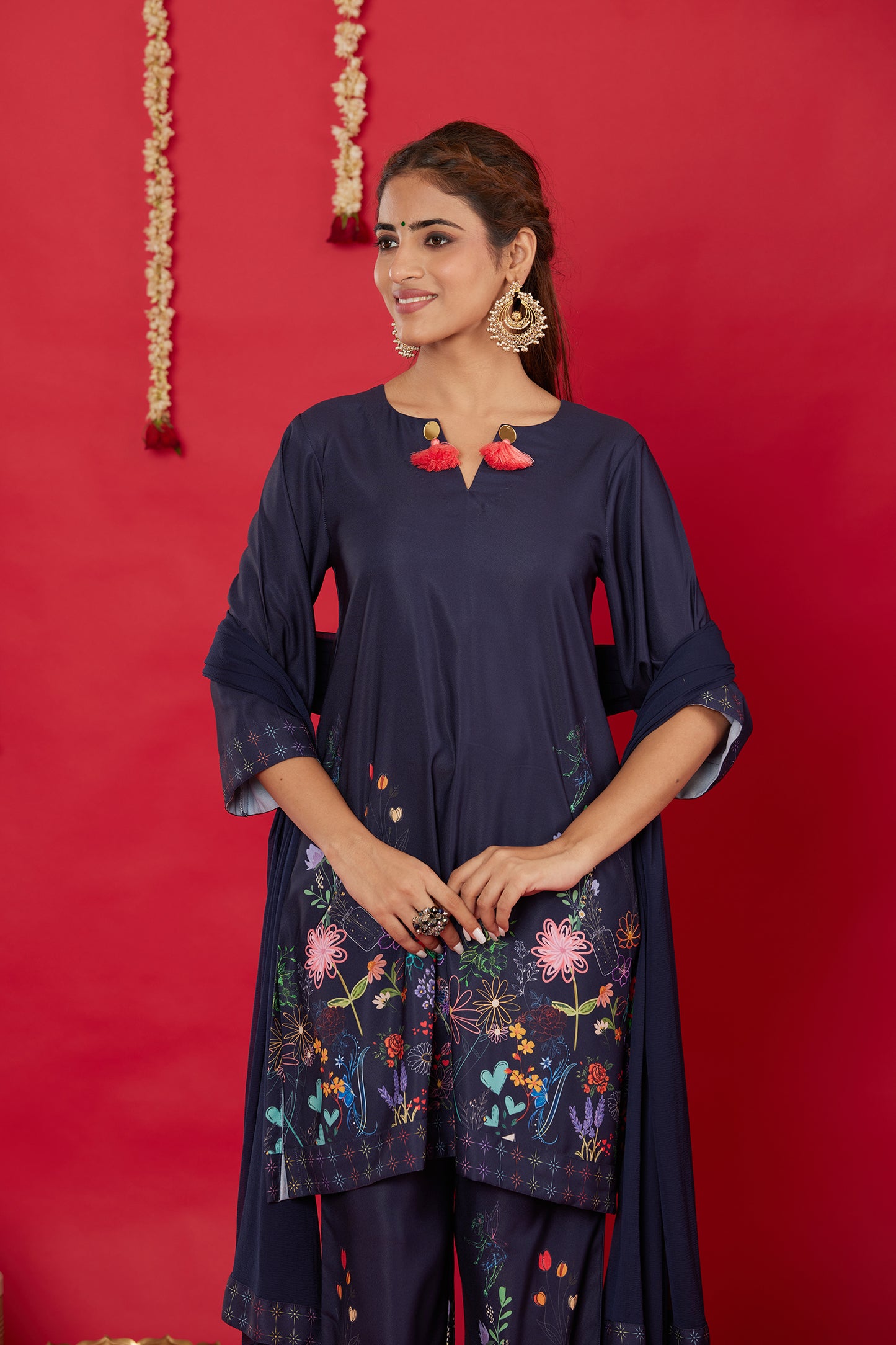 NEELA GULZAAR KURTA WITH PALAZZO AND DUPATTA