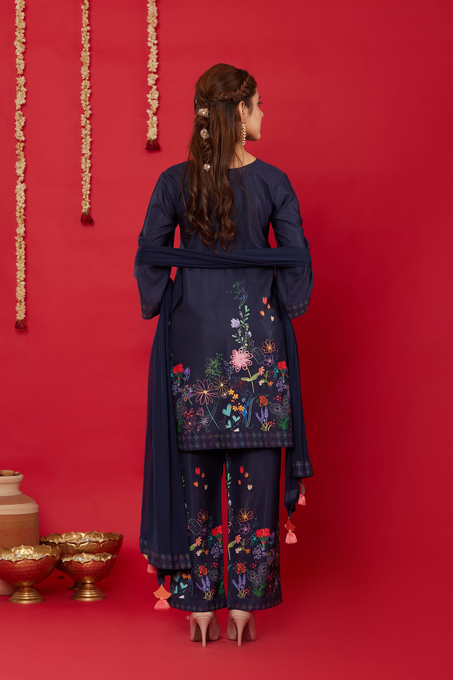 NEELA GULZAAR KURTA WITH PALAZZO AND DUPATTA