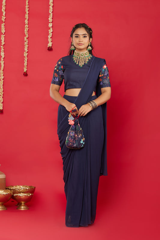 NEELA GULZAAR SAREE SET