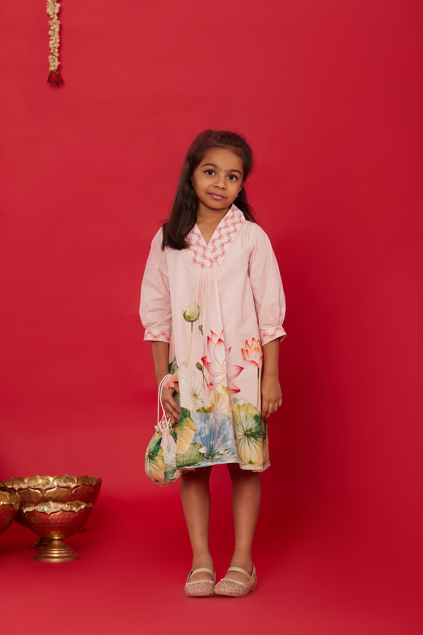 LOTUS BLOOM COTTON KIDS DRESS
