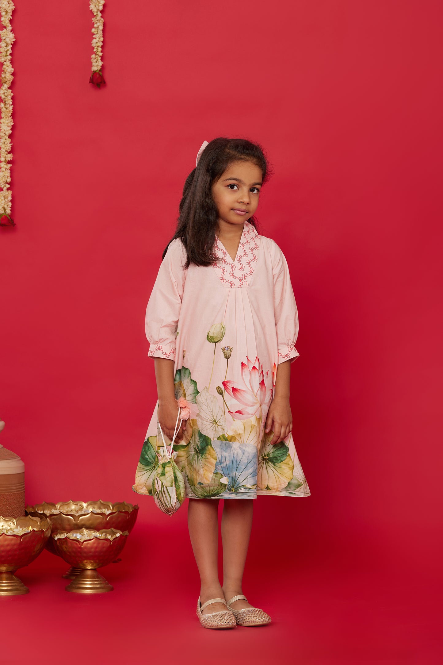 LOTUS BLOOM COTTON KIDS DRESS