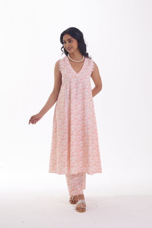 CORAL BLOOM SLEEVELESS CO-ORD SET