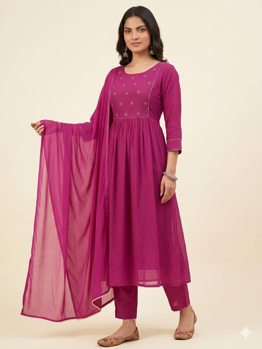 Zoya Pink Kurta with Pant And Duppata