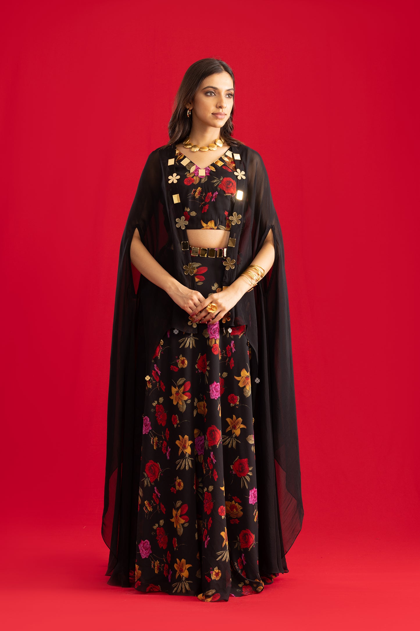 Lehenga with Cape