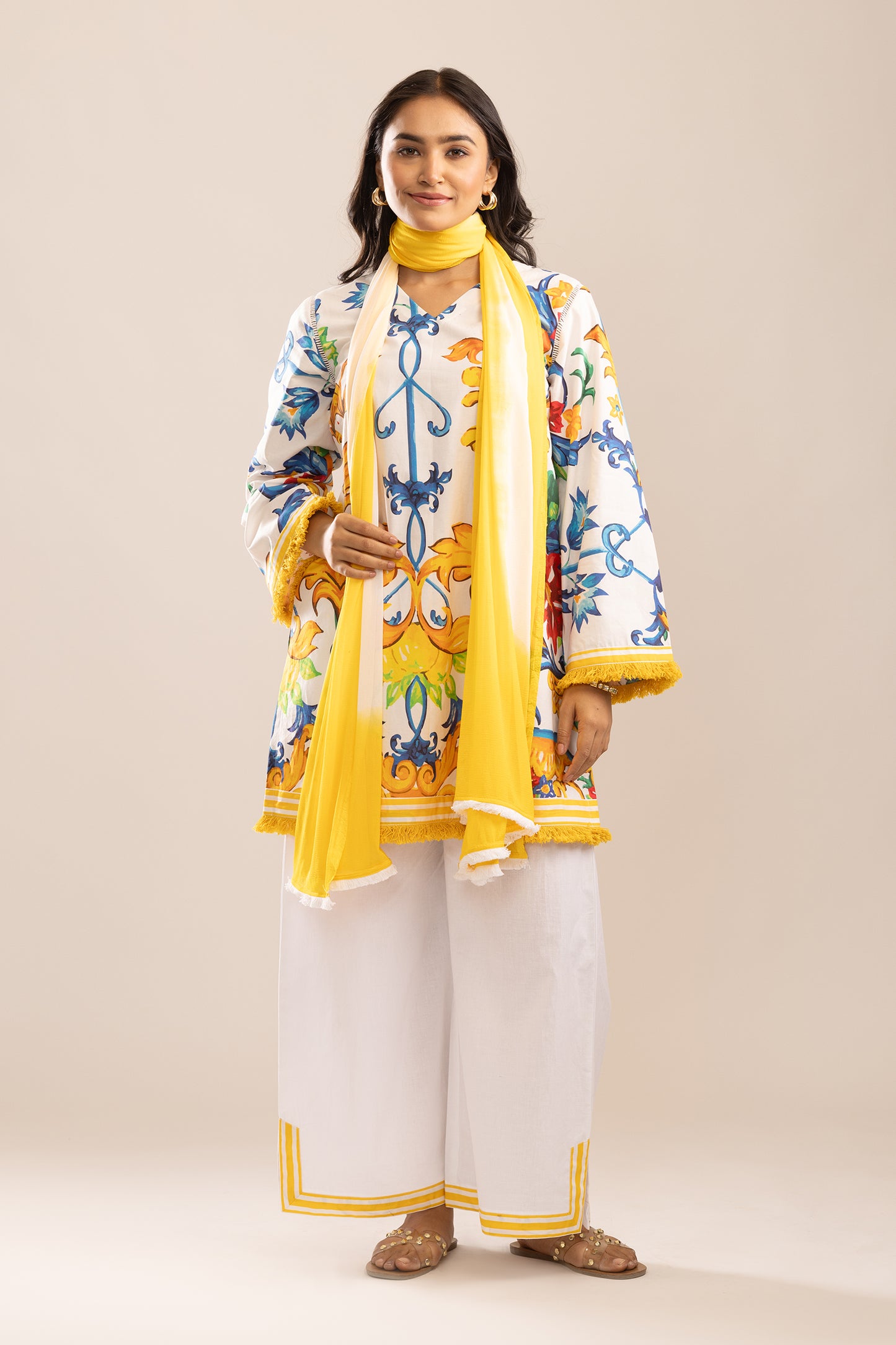 SUNSHINE STORIES KURTA WITH PALAZZO AND DUPATTA